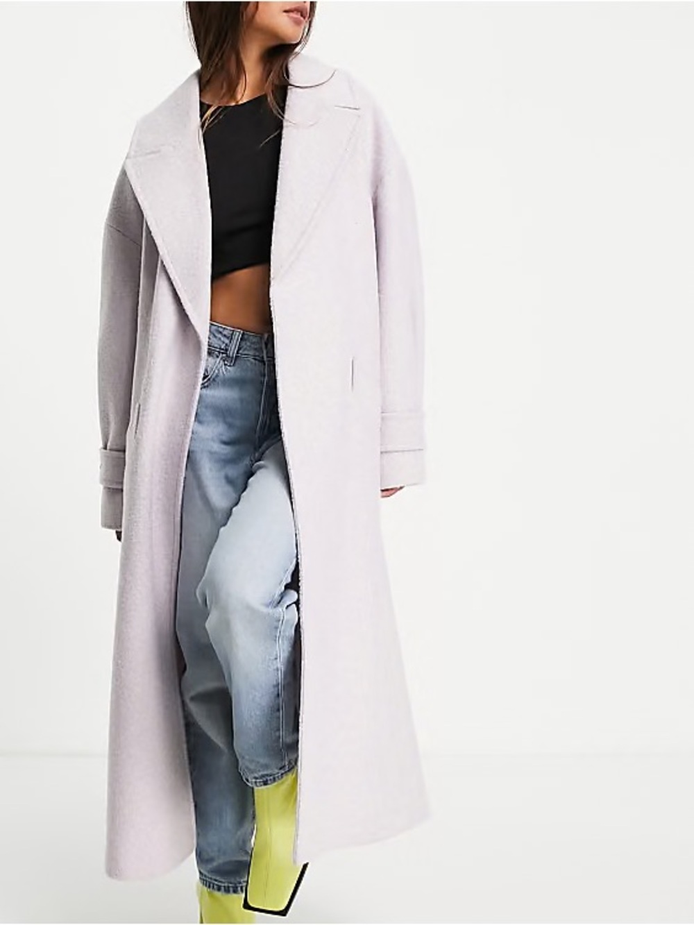 Topshop Boucle Wrap Belted Coat in Lilac
